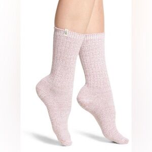 UGG WOMENS RIB KNIT SLOUCH CREW SOCKS COLOR DUSK PINK MARL OS NWT
